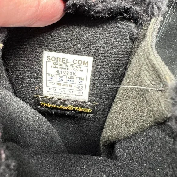 Sorel Waterfall Slip 2 NL1782 Suede Insulated Thinsulate Zip Black Women US 10 - Picture 11 of 12